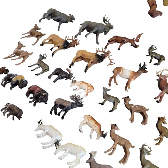 Woodland animal play figurines deer moose elk cake topper, train sets diorama - Picture 2 of 14